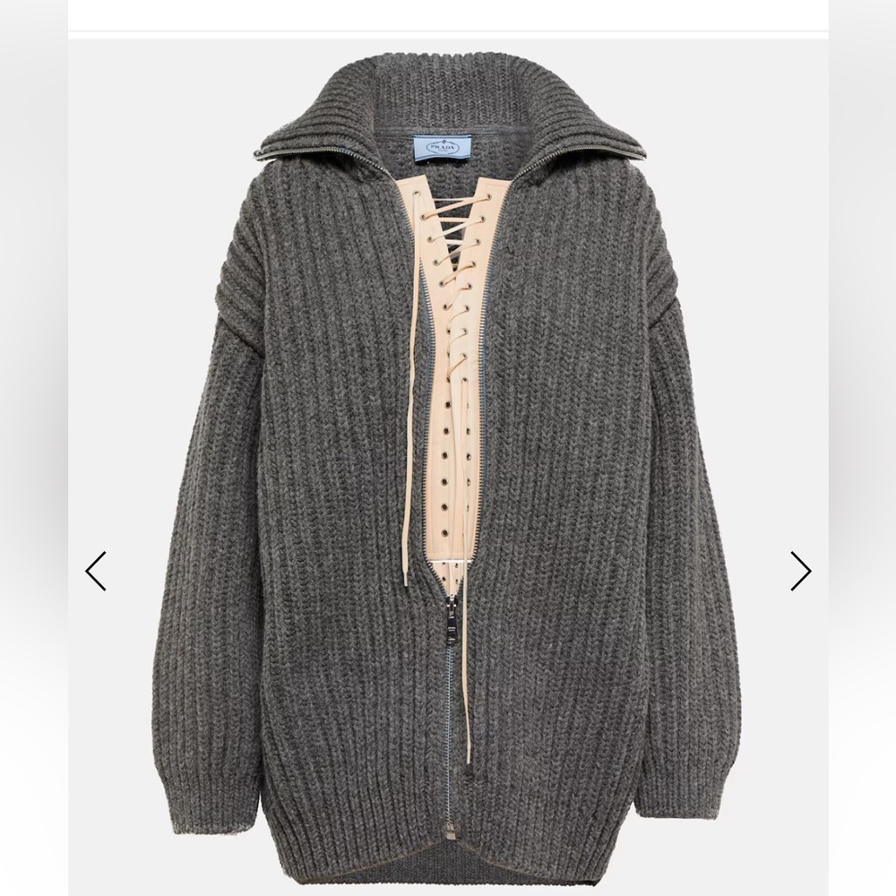 PRADA
Ribbed-knit zipped cardigan